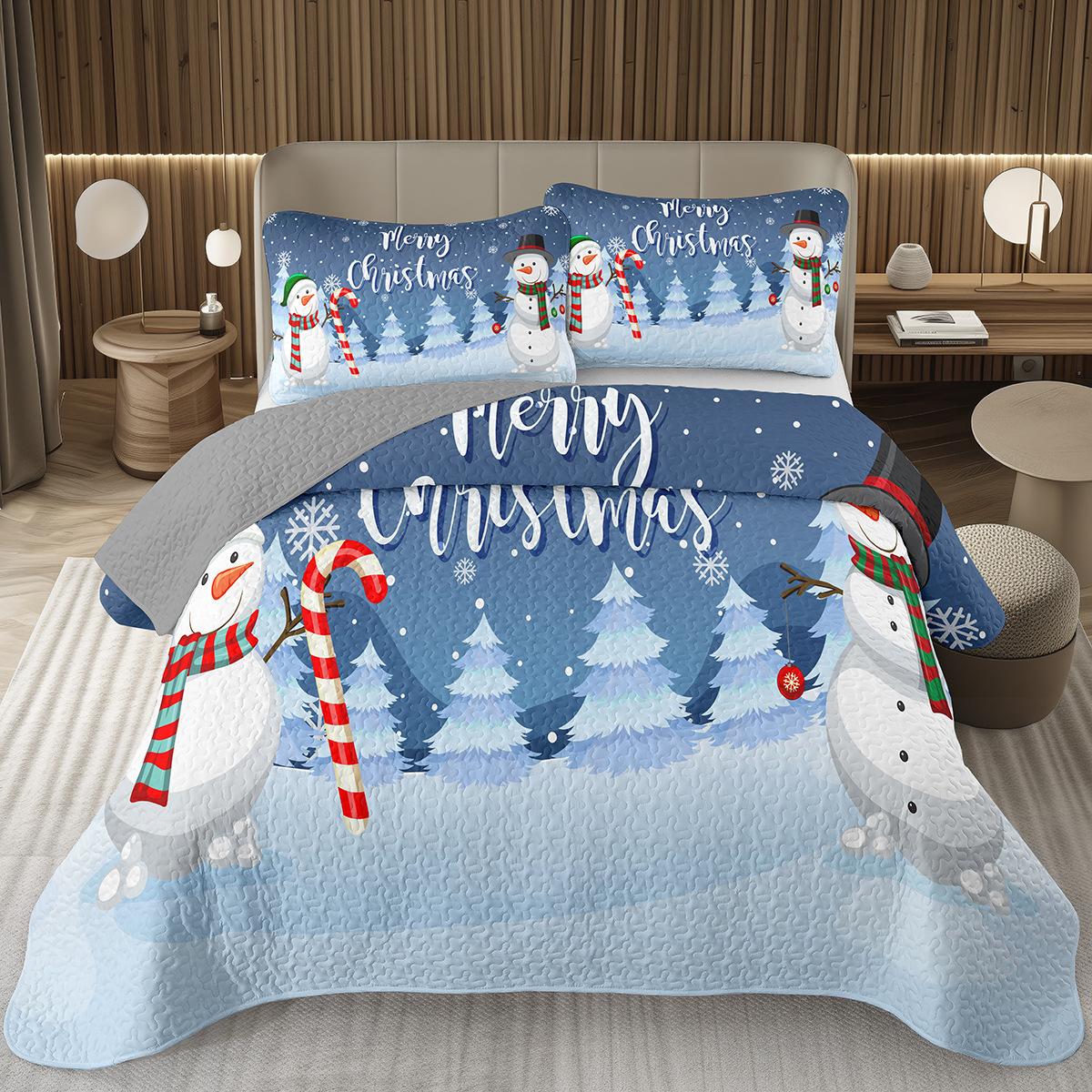 

Comforter Christmas Quilt Set Snowman Set Queencartoon Xmas Decor Quilted For Boys Girls Adult Winter Snowflake Decor Comforter (quilt)-EU Single(135*200cm)3pcs