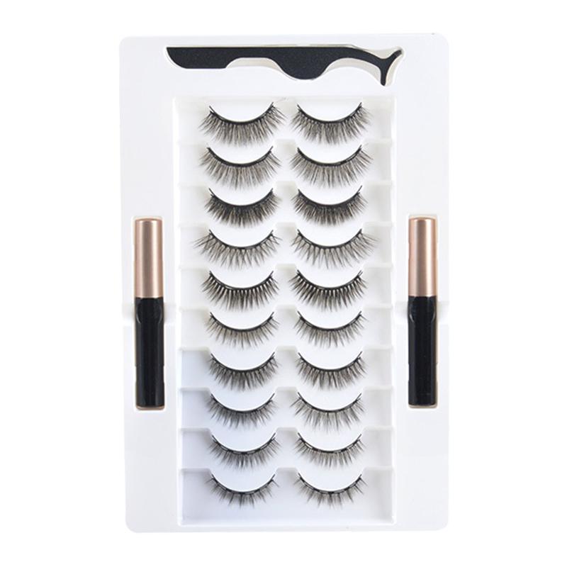 Magnetiske naturlige falske øyevipper Eyeliner Flytende pinsett Gjenbrukbare 3D-magneter Falske øyevipper Makeup Tool