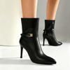 Damen High Heel Stiefeletten Spitz zulaufend Dünner Absatz Lederstiefel Mode Vielseitig Knöchelhohe Stiefel Schwarz Braun Beige Lederstiefel
