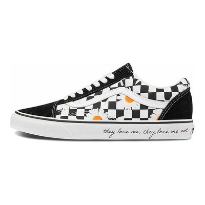 Zapatillas de Skate Old Skool de Lona con Estampado de Margaritas de Caña Baja Unisex Negro Blanco VN0A5KRFB0B