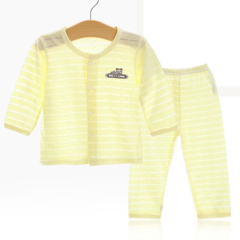Lightweight Summer Baby Air Conditioning Outfit For Boys And Girls Long Sleeve Cotton Pajama Set