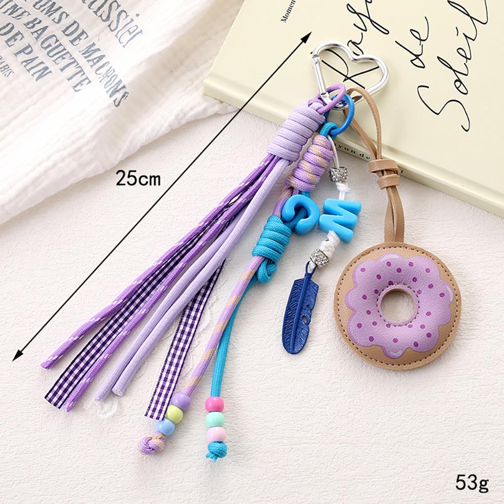 Creativity PU Leather Donut Pendant Woven Rope Letters Beaded Design Bag Charm Accrssories Hanging Piece A317 Bag Charm