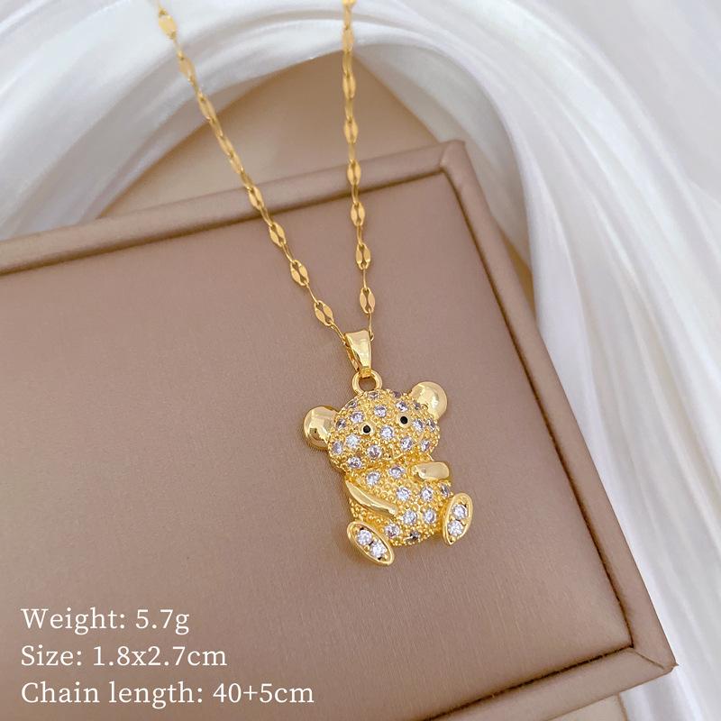Butterfly Heavy Industry Necklace Women'S Copper Micro-Inlaid Real Gold Electroplating Delicate Clavicle Chain Neck Chain