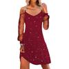 Women Party Dress See-through Mesh Patchwork Off Shoulder Round Hook Chain V Neck Dress-up Long Sleeves Knee Length Plus Size Slip Dress Women Clothes