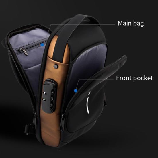 Anti-theft Crossbody Bag Shoulder Backpack with USB Charging Port Waterproof Sports Sling with Lock for Men And Women Travel Camping Daily Use