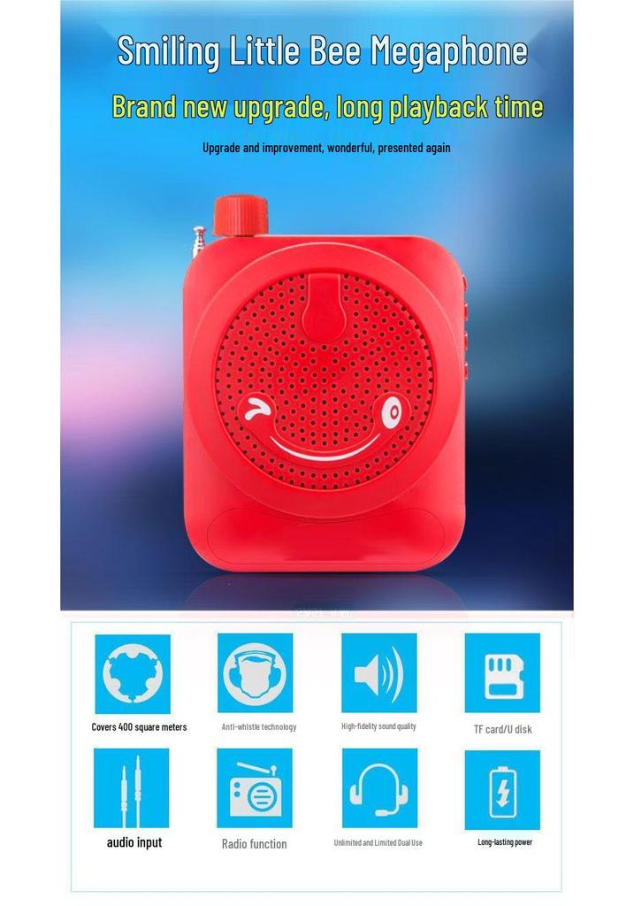 Mini Wireless Little Bee Megaphone: Portable High-Power Speaker for Teachers & Tour Guides