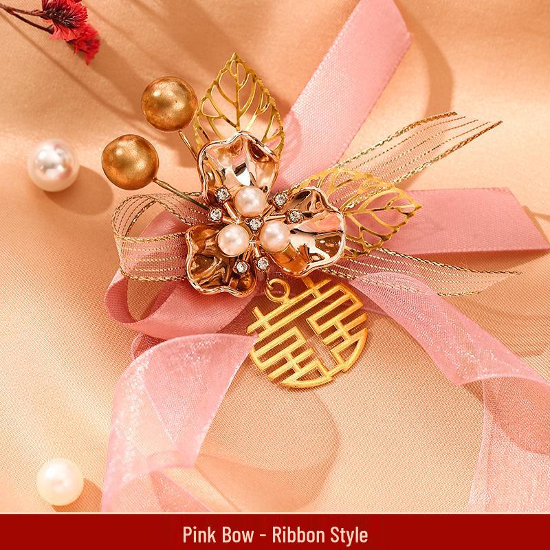 Bridesmaid Pink Rose Corsage Bracelet - Wedding Flower Accessory