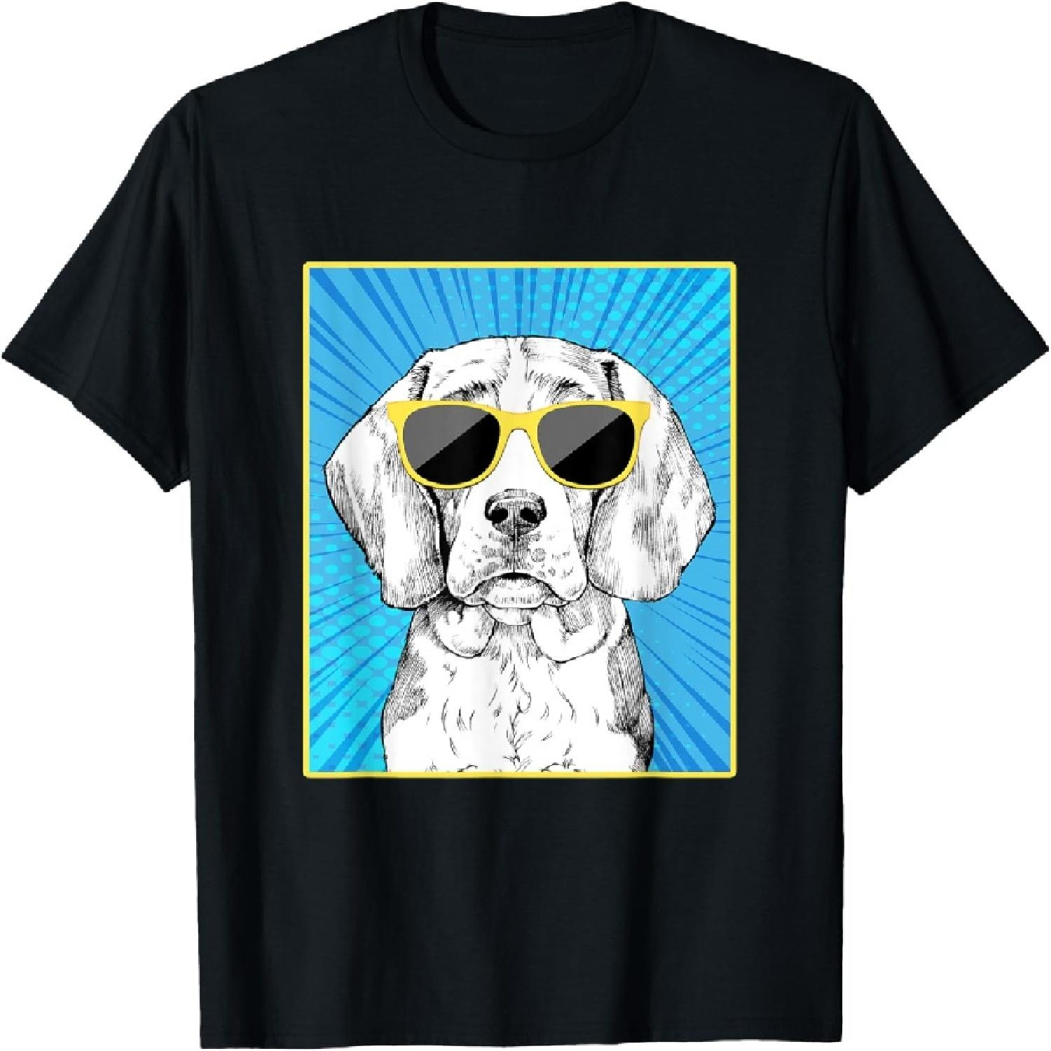 Beagle Portrait Pop Art Dog with Sunglasses T-Shirt XXXXXL разноцветный