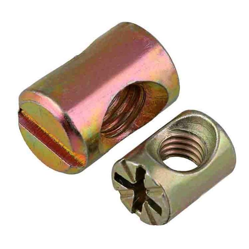 M6 M8 Barrel Nuts Bolts Cross Dowel Slotted Hammer Embedded Nut Horizontal Hole Nut For Beds Chairs Furniture
