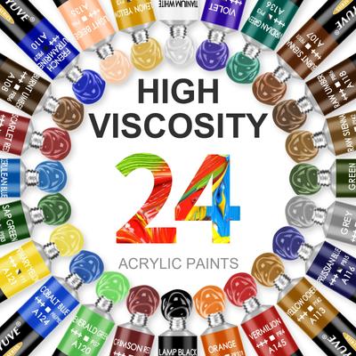 12/24 Farben Acrylfarben-Set. Acrylfarben für Anfänger auf Leinwand, Holz, Keramik und Stoffen