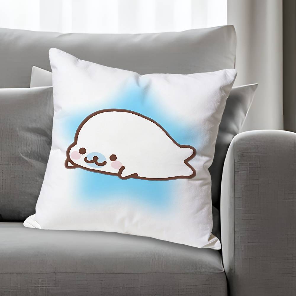 M-Mamegoma S-Seal Cute Meme Pillow Cases for Bedroom Living Room Sofa Home Decor Polyester Cushion Cover with Zipper