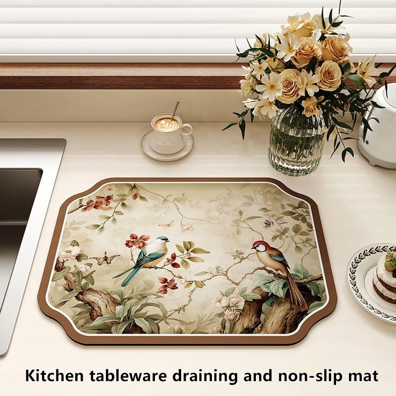 Coffee Machine Household Absorbent Mat Soft Diatomaceous Mud Kitchen Non-slip Mat Tableware Dry No-wash Kitchen Drain Mat+