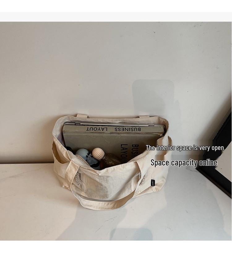 Japanese-Style Waterproof Nylon Minimalist Shoulder Bag for Women - Large Capacity Commuter Tote