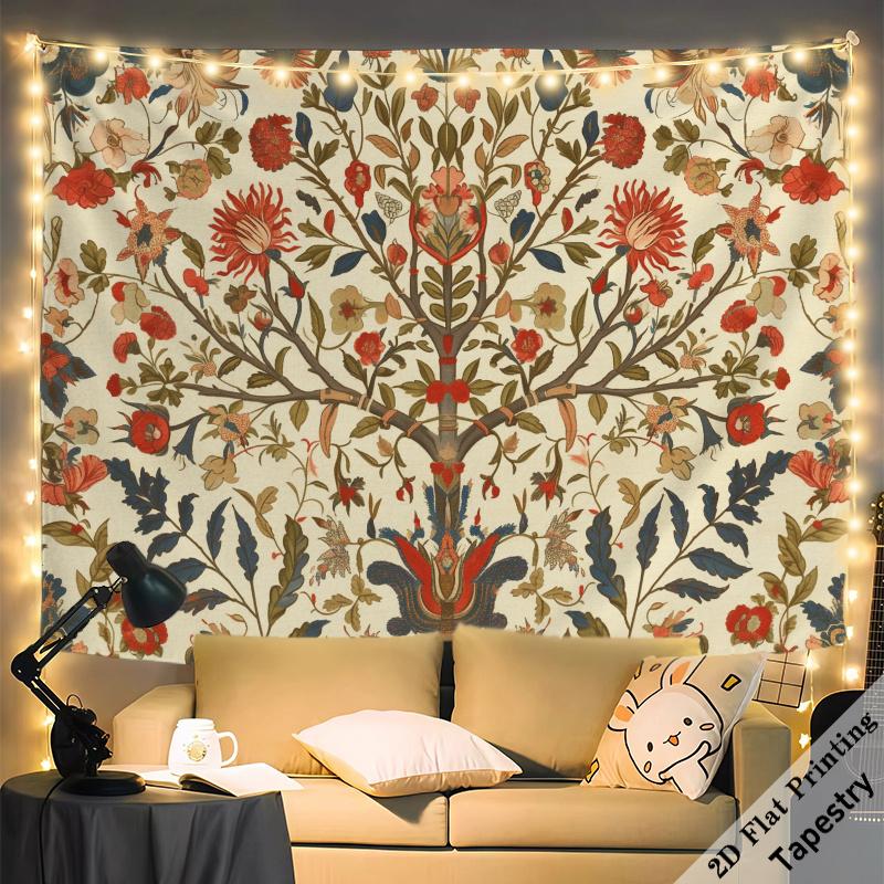 Elegant Floral Botanical Tapestry Wall Hanging Print Large Size 180x280cm Renaissance Vintage Decoration Decor