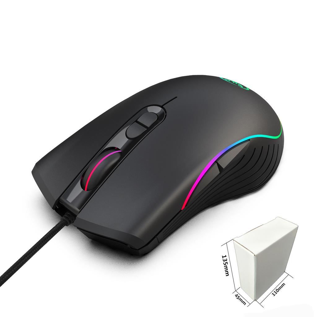 A869 HXSJ Colorful Luminous Gaming Mouse Esports Wired Mouse DPI Four Levels Adjustable Up 3200dpi