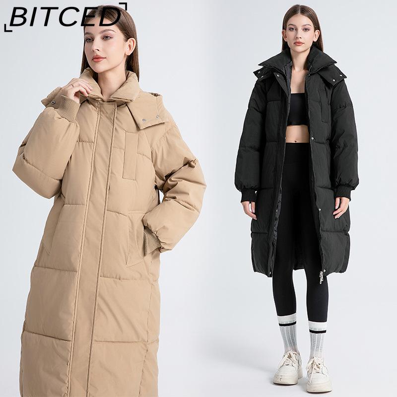 BITCED Long-Length Winter-Ready Women's Loose-Fit Down-Filled Cotton Coat Thickened Padded Jacket