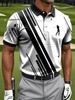 Men's Casual Sports Short-sleeved POLO, Geometric Lines and Golf Pattern Print