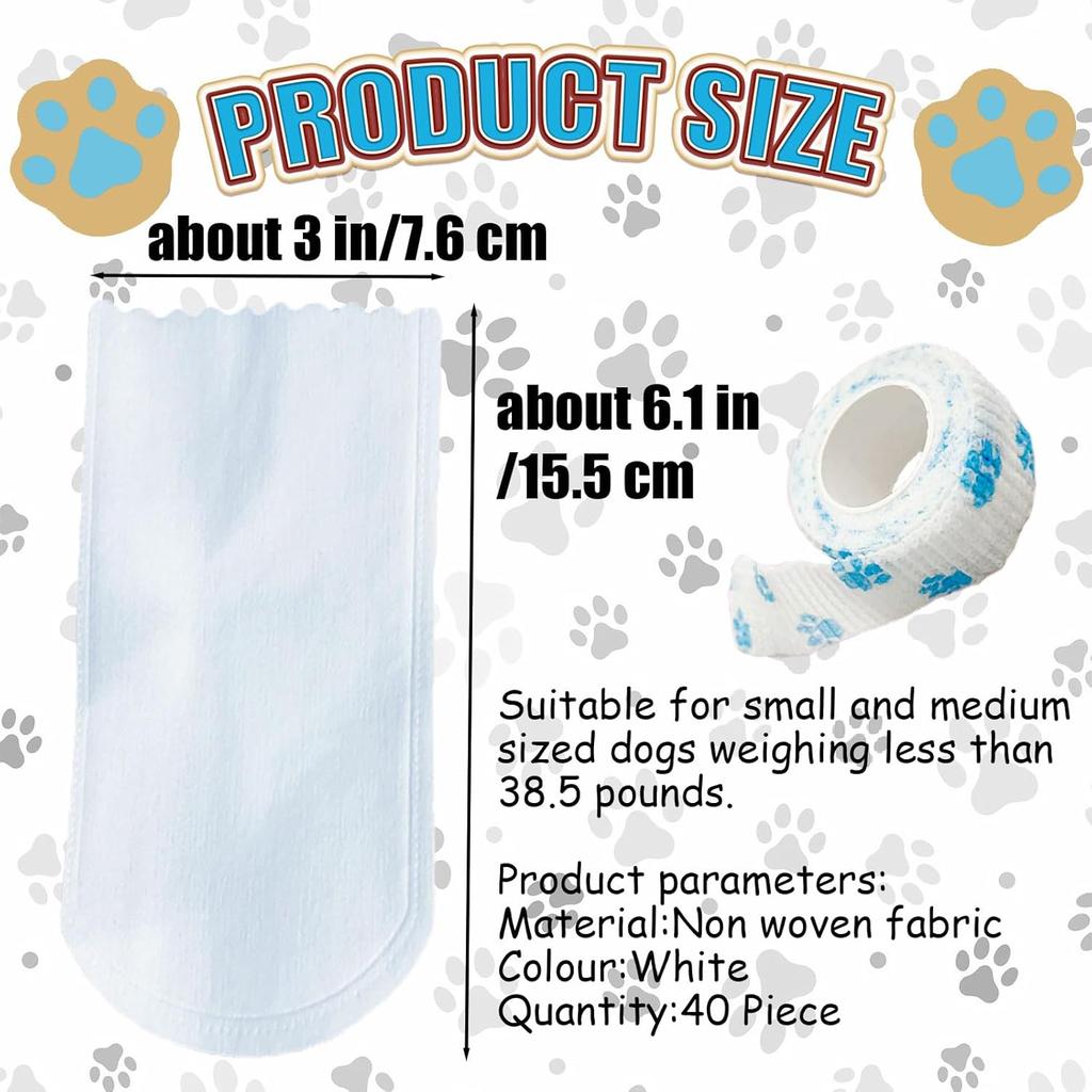 Disposable Dog Boots for Paw Protection,40Pcs Pet Booties Waterproof and Breathable with Adjustable Bandage,Pet Feet Covers,Paw Protectors for Small