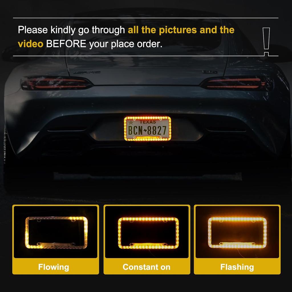 12 V 54 LED Color Light License Plate Frame Acrylic Plastic License Plate Cover-Blue
