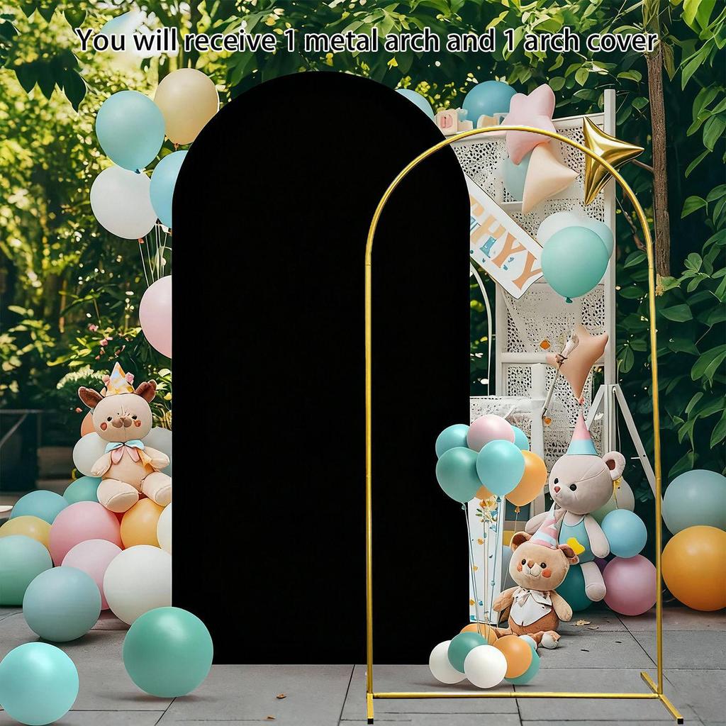 Złoty łuk kuty z żelaza z pokrowcem na tkaninę do dekoracji tła imprezy, festiwalu lub wesela