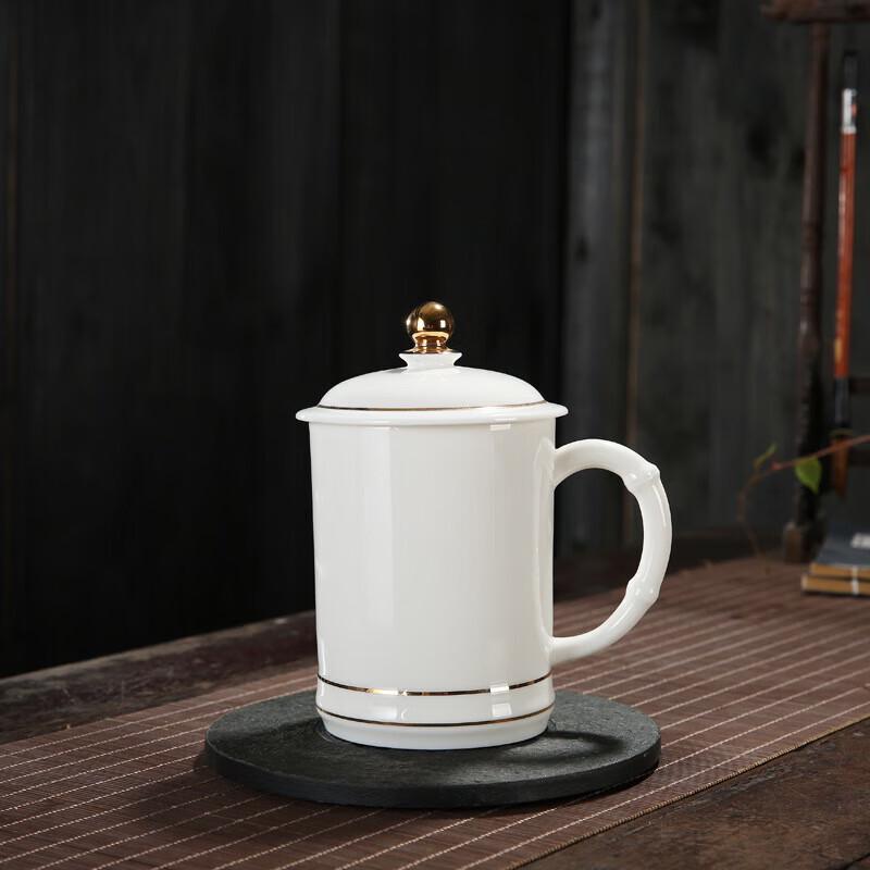 Gold-Painted Bamboo Section Ceramic Office Tea Cup