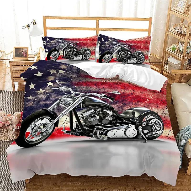 Rennmotorrad König Bettbezug Mikrofaser Extremsport Bettdeckenbezug Cruising Lokomotive Motocross Dirtbike Bettwäscheset