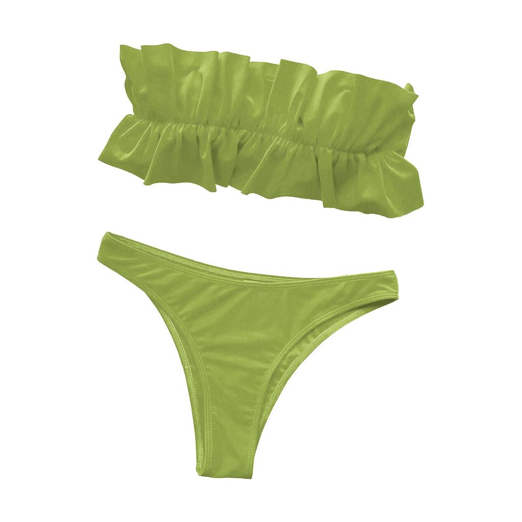 Mode Femmes Sexy Spa Bikini Couleur Unie Dos Nu Décontracté Fendu Ensemble Maillot de Bain