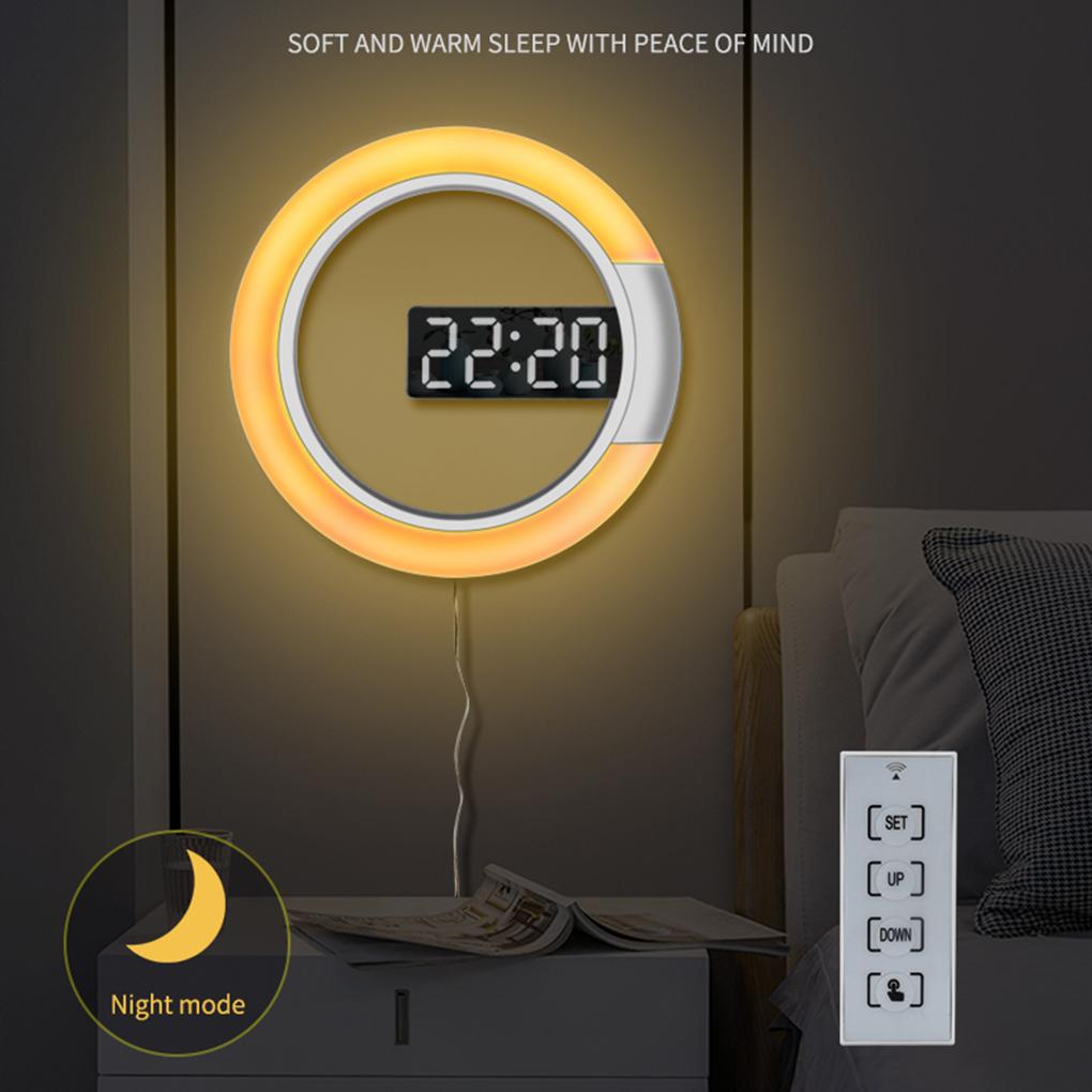 2025 New LED Digital Wall Clock Digital Display Temperature 7 Colors 3D Bedroom Living Room Decoration
