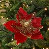 Christmas Tree Decoration Poinsettia Glitter Flower Delightful Baubles