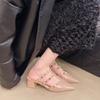 Fashion 2025 Summer New Internet Celebrity Rivet Pointed Toe Sandals Women's Baotou Outside Wear One-word Belt Mopping
