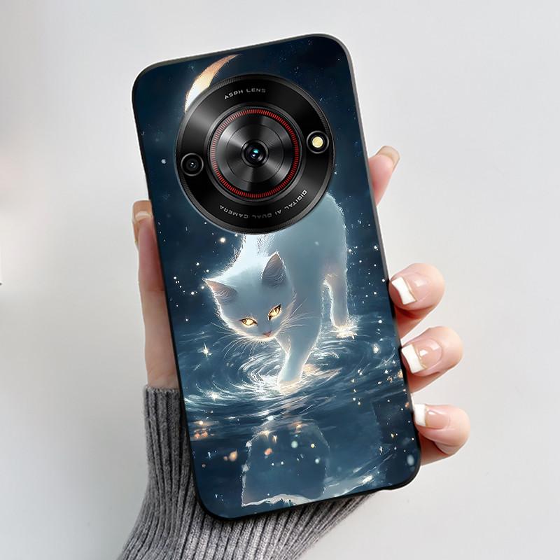 Cute Cartoon Case For ZTE Blade A75 5G/Nubia Focus 5G/Nubia Calf 5G Printing Shell Protective Cover Soft Silicone Black Casing