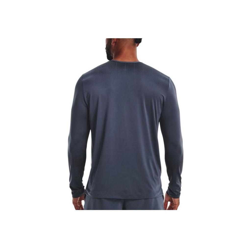 Under Armour Logo Print Crew Neck Long Sleeve T-Shirt Men Tops Gray Blue 1376787-044
