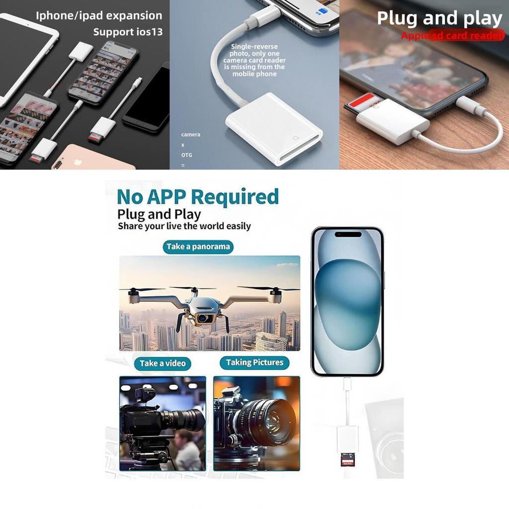 Lightning Sd Card Reader With Otg Adapter For Apple Iphone And Camera Storage