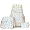 Set de Mochila de Nylon de 3 Piezas Linda Mochila Escolar con Estampado de Lazo para Niñas Mochila Grande con Bolso de Hombro Estuche para Lápices