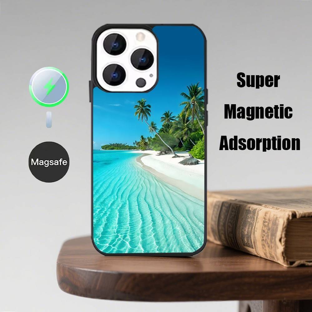 Sea Tropical Palm Trees Beach Phone Case  For iPhone 17,16,15,14,13,12,Pro,Max,Plus,Mini,Magsafe,Magnetic Wireless Charging Case