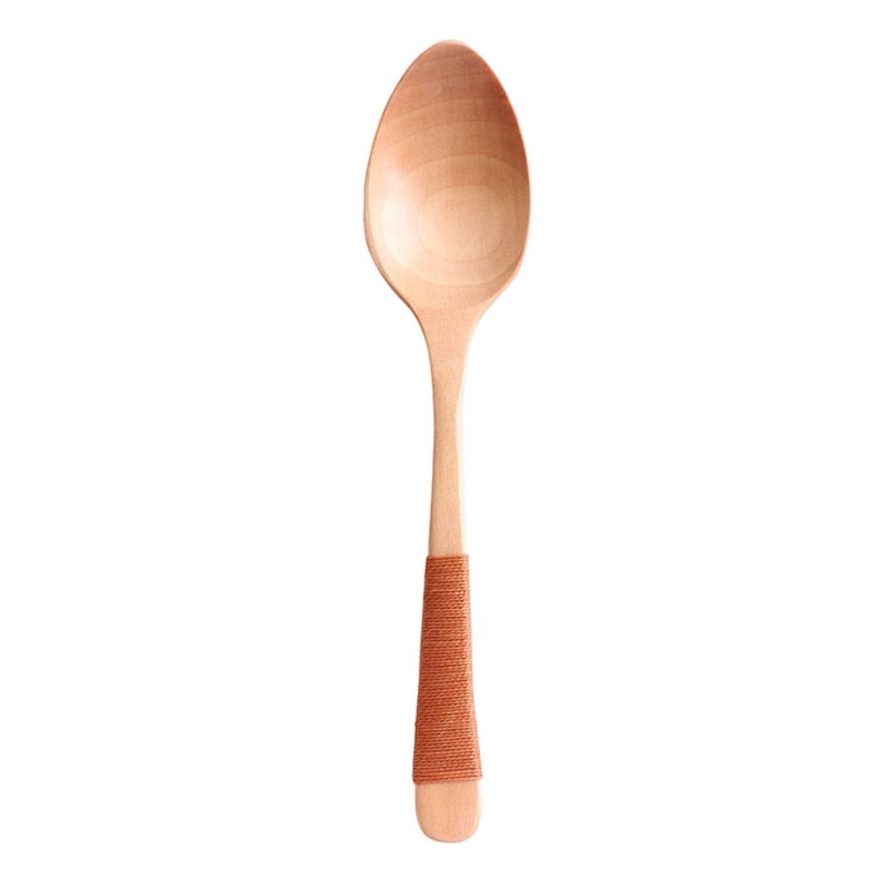 Kids Adults Elegant Eating Tableware Wooden Cutlery Kitchen Utensil Soup Spoons Scoop