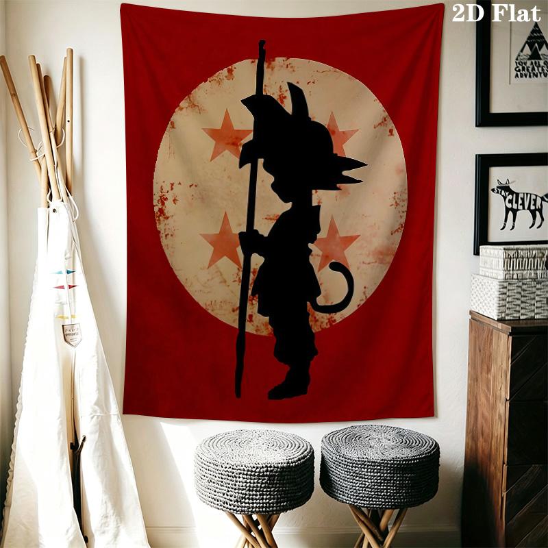 Cute Cartoon Son Goku Wall Tapestry Aesthetic Wall Hanging Printed Fabric Blanket Decorative Tapestries For Bedroom Living Room Home Decor