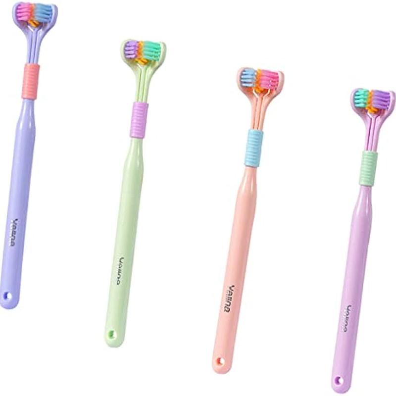 

Нежная трехсторонняя зубная щетка для взрослых с мягкой щетиной и U-образной головкой для чистки языка