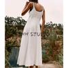 Summer New Product Women's Clothes Round Neck A- Line Hem Contrast Color Trim Sling Midi Skirt Dress 8214393