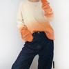 Trendy New Rainbow Color Hanging Dye Gradual Change Color Matching Loose Round Neck Soft Waxy Pullover Knitted Sweater Women