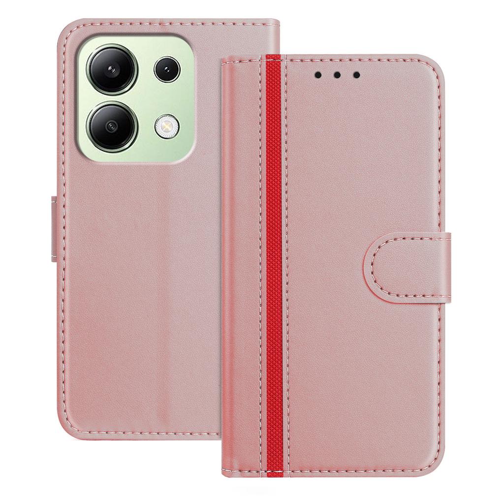 For Xiaomi Redmi Note 13 4G Phone Cases Wallet Stand Color Splicing Leather Cover with Magnetic Clasp
