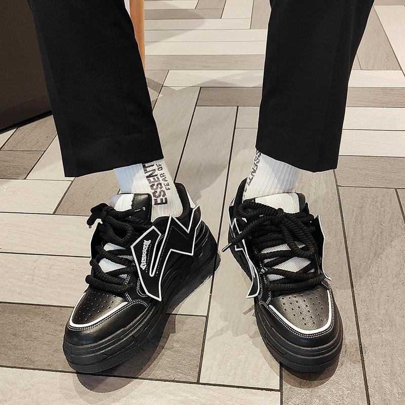 Erkek Ayakkabıları Harajuku Tarzı Kalın Taban Ekmek Ayakkabılar Günlük Moda Ayakkabılar Yükseltilmiş Baba Ayakkabıları Spor Kaykay Ayakkabısı