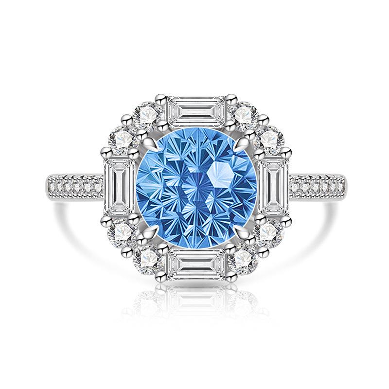 Copper Light Luxury Elegant Dahlia Cut High Carbon Diamond Sugar Cube Ring Women'S Jewelry