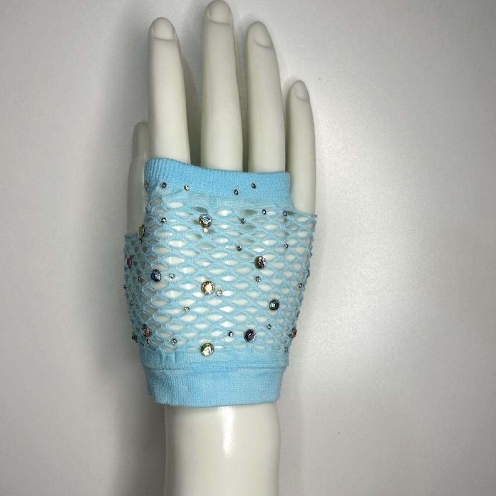 Elastic Rhinestone Gloves Shiny Mesh Lace Gloves Short Fishnet Fingerless Gloves Fashion Accessory