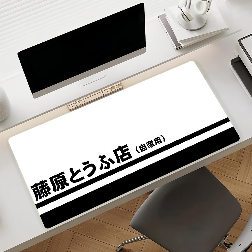 Black And White Initial D Gaming Mouse Pad Antislip Rubber Base Large Pc Keyboard Laptop Desk Mat For Office Student Home