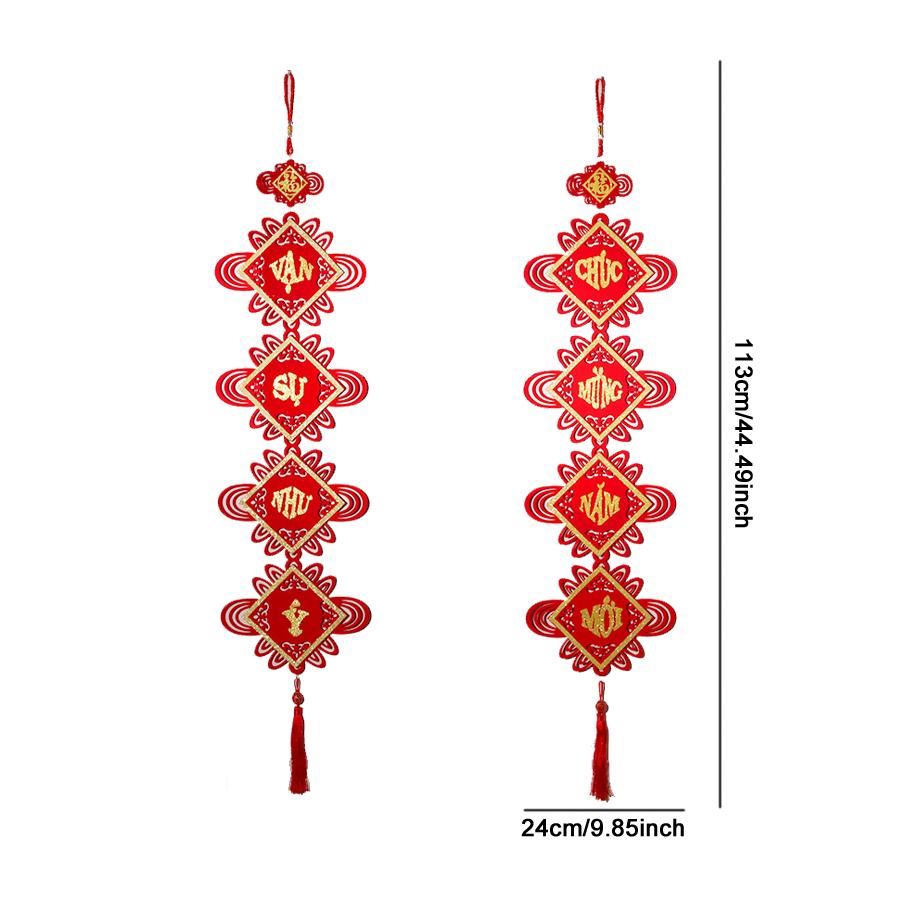 Décorations du Nouvel An lunaire vietnamien Couplets Décorations à suspendre pour la maison Décorations du Nouvel An vietnamien Pendentif de fête de style chinois