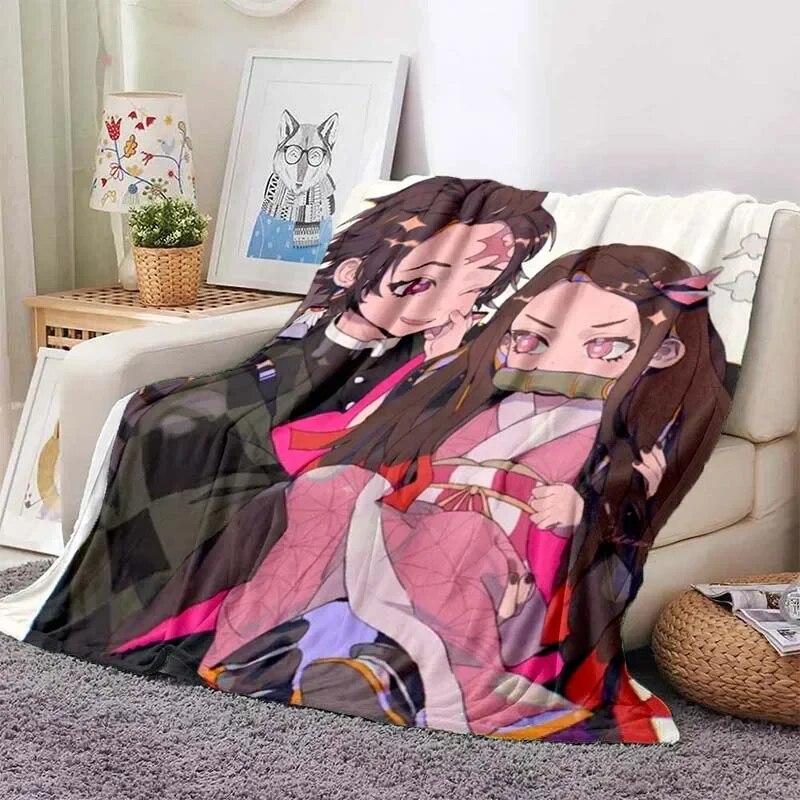 Kamado Nezuko Flannel Demon Slayer Blanket Washable Sofa Cover Hiking Picnic Fashionable Leisure Napping Throw Blankets