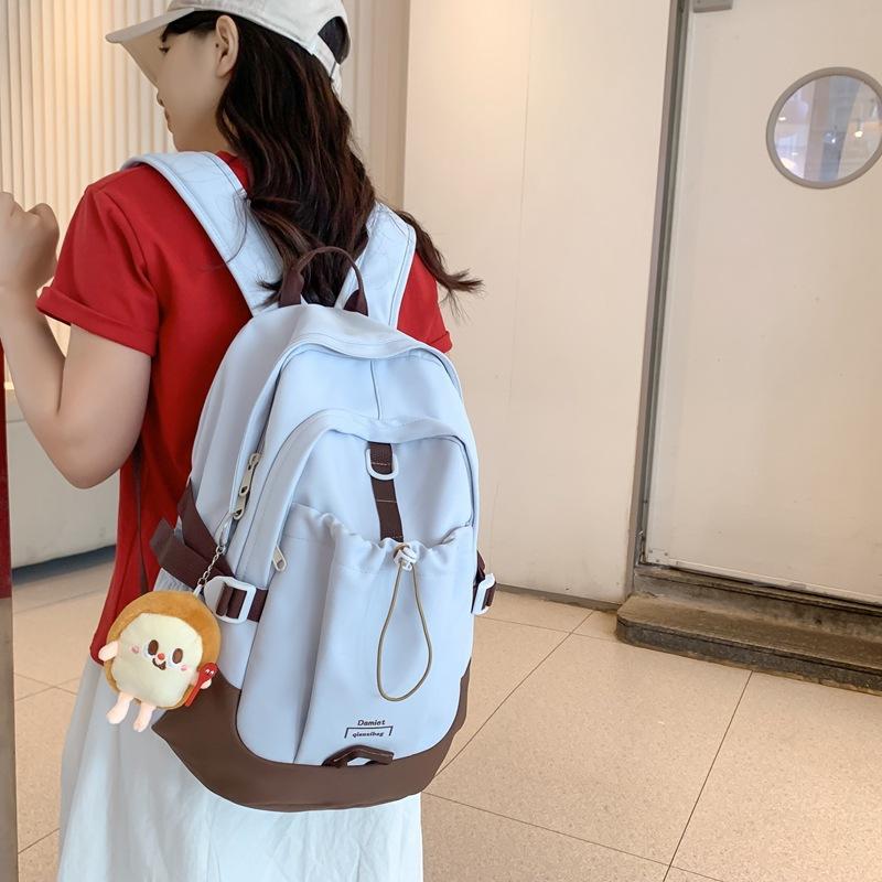 Студенческий рюкзак большой емкости женский рюкзак цветной блок школьный портфель — фото 14