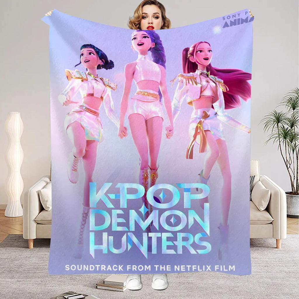 K-Pop Demon Hunters Blanket Girls Boys Plush Throw Blanket Novelty Warm Blanket All Season Gift