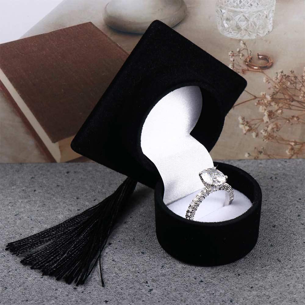 Velvet Small Jewelry Display Case Bachelor Cap  Ring Box Mini Ring Box Earrings Jewelry Storage